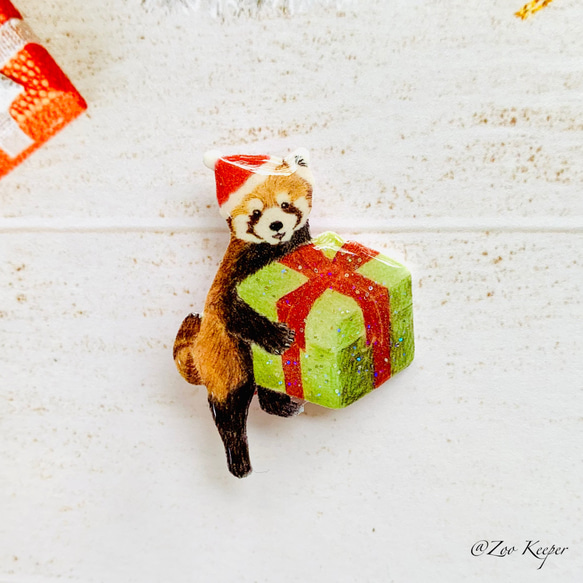 【過去作品】レッサーパンダのクリスマスブローチ 7枚目の画像