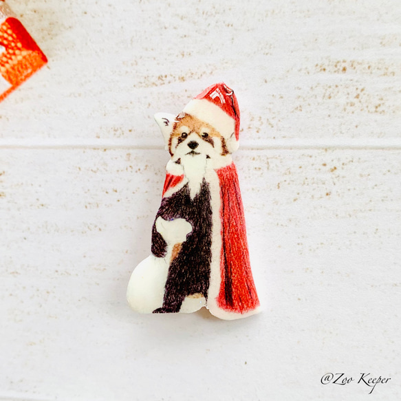 【過去作品】レッサーパンダのクリスマスブローチ 8枚目の画像