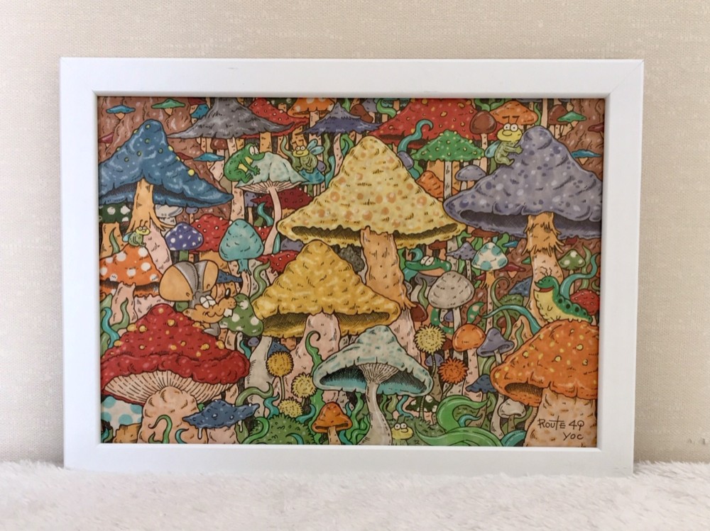 きのこの森　動物　マーカー　ペン　原画　キノコ