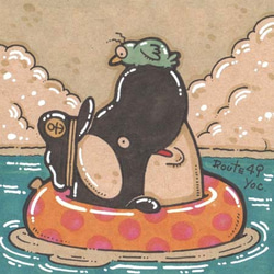浮き輪とキャプテン・シャドック　　海　シャチ　アート　イラスト　原画 1枚目の画像