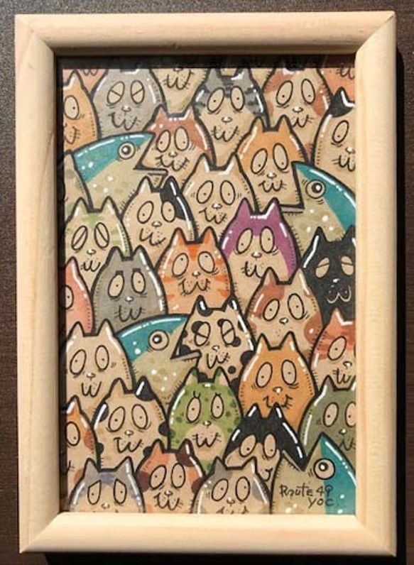 僕らはみんなで生きている　　猫　魚　原画　アート　マーカー 2枚目の画像