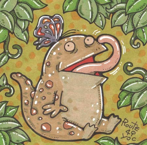 ぺろりん アート 爬虫類 原画 動物 イラスト yoc 通販 10793088