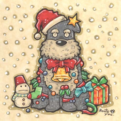 シュナウザーツリー　犬　クリスマス　原画　マーカー 1枚目の画像
