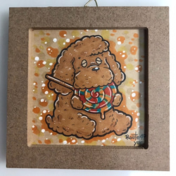 キャンディープードル　　犬　原画　アート　絵 2枚目の画像