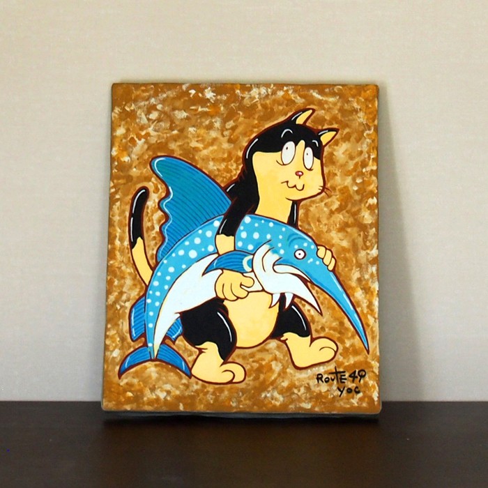正規品代理店 大物 アクリル画 キャンバス 猫 絵画 yoc 通販 - ideup