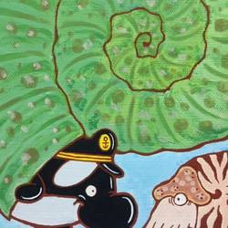キャプテン・シャドックとオウムガイ　アクリル画　キャンバス　動物 2枚目の画像