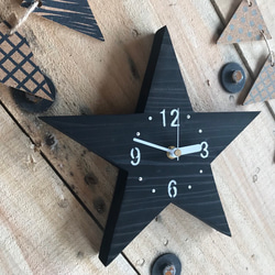 星型木製掛け時計(black木目) 2枚目の画像