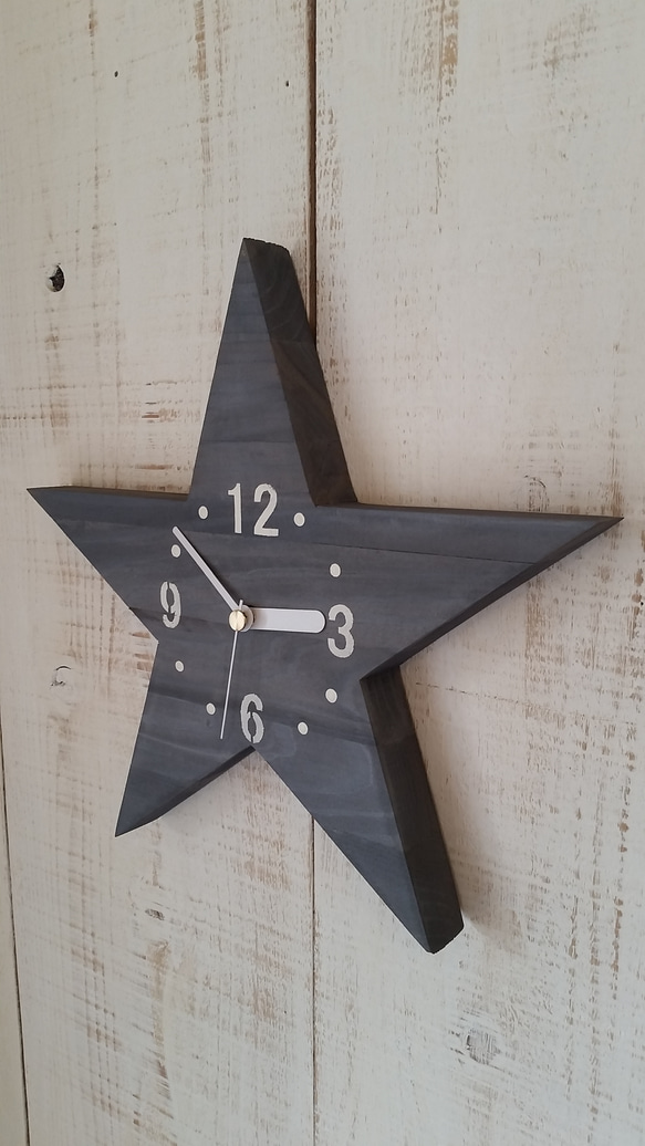 【新色】星型木製掛け時計(Gray) 2枚目の画像