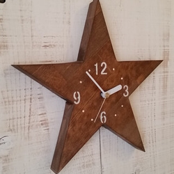 星型木製掛け時計(brown) 2枚目の画像