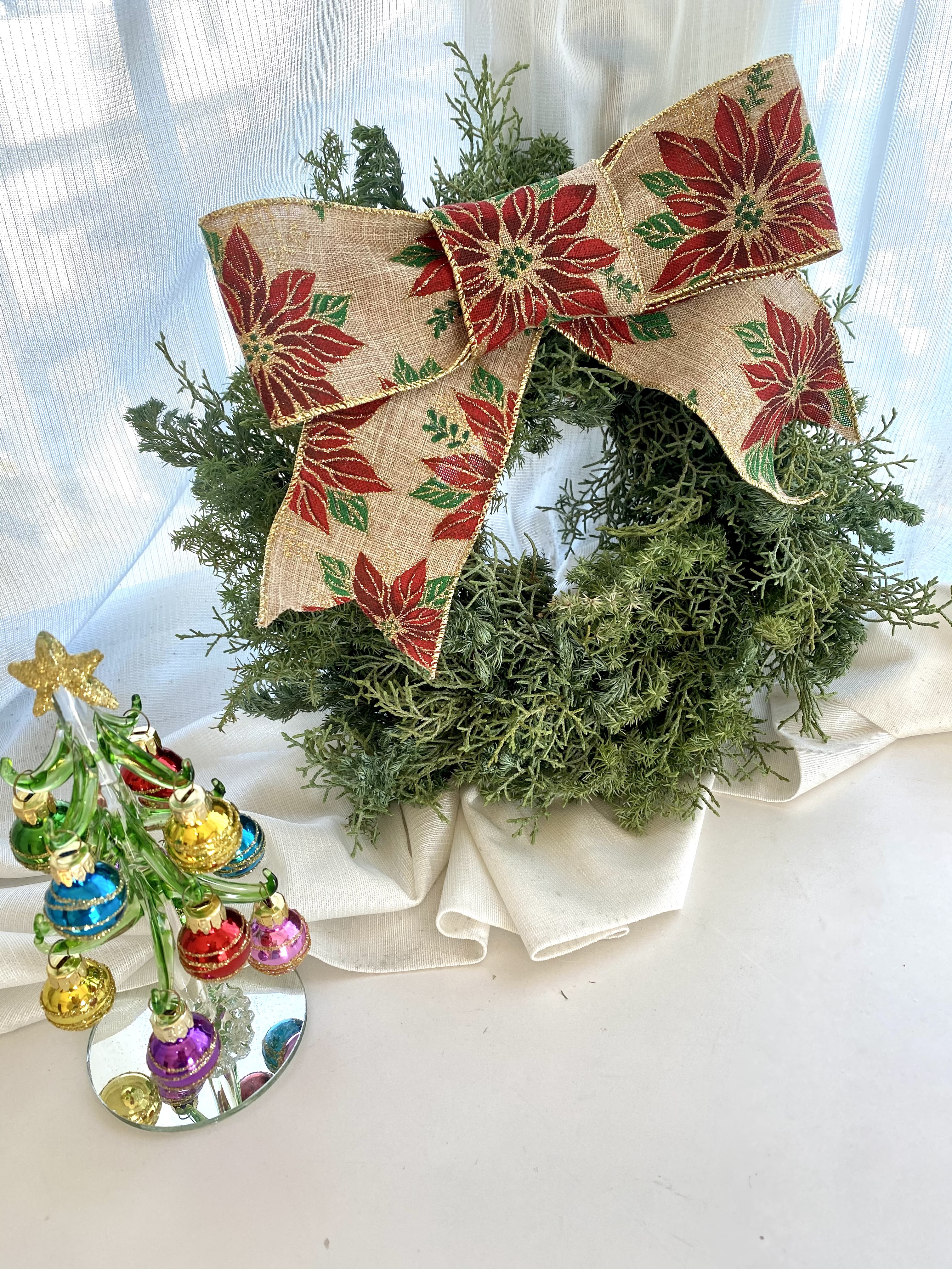 豪華♡ポインセチアのリボンのシンプルリース♡