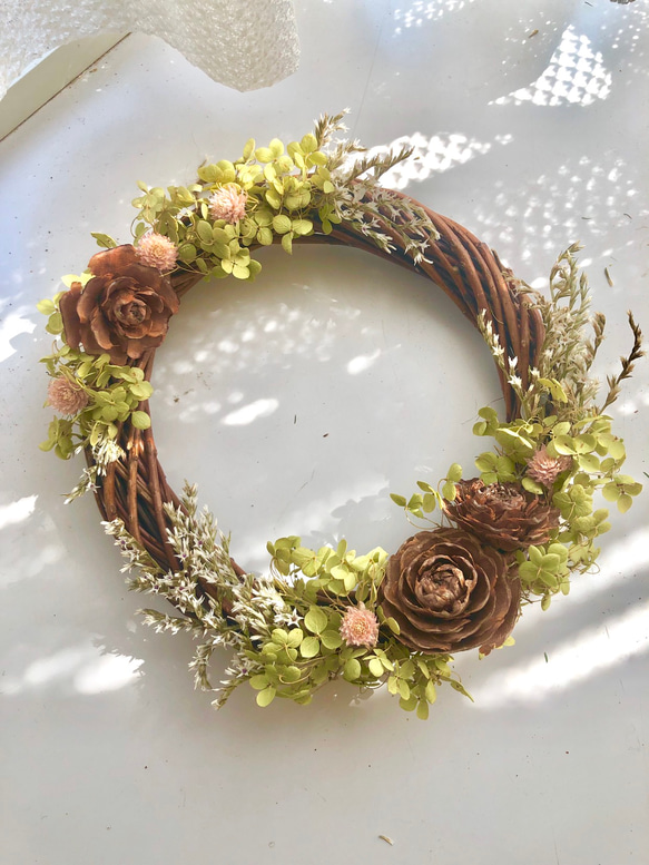 受注制作アナベル紫陽花リース