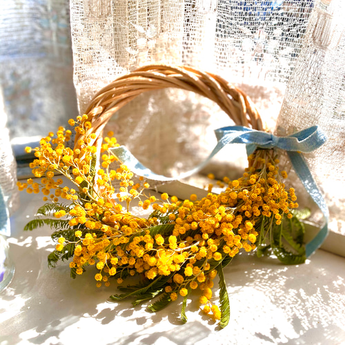 アンティークミモザのミニハーフリース♡ミモザのハーバリウム♡お得な  