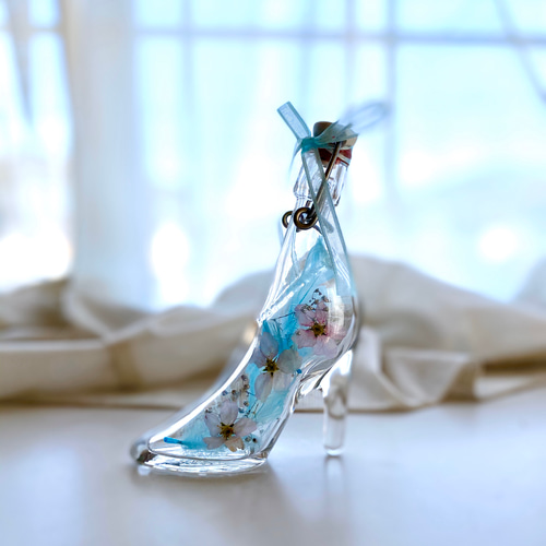 桜♡シンデレラシュー♡ボトルフラワー♡♡ブルー♪ ハーバリウム  