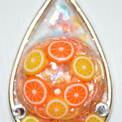 送料無料 トロピカル ペンダント ネックレス フルーツ オレンジ レモン ペンダントトップ 1枚目の画像