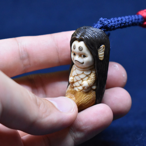 提げ物【あまびえ】根付師正舟作 一点物 鹿の角 その他アクセサリー 正