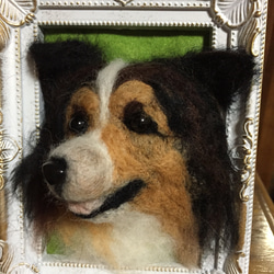 愛犬 愛猫 オーダー 写真を元に製作します‼︎  羊毛フェルト 犬 額 2枚目の画像