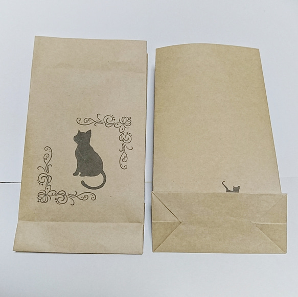 黒猫 クラフト紙袋 プチギフト ラッピング袋 包装 角底 30枚