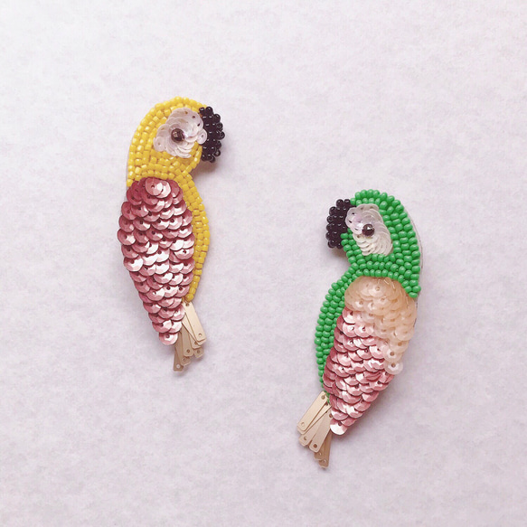 bird ビーズ刺繍ブローチ ① 3枚目の画像