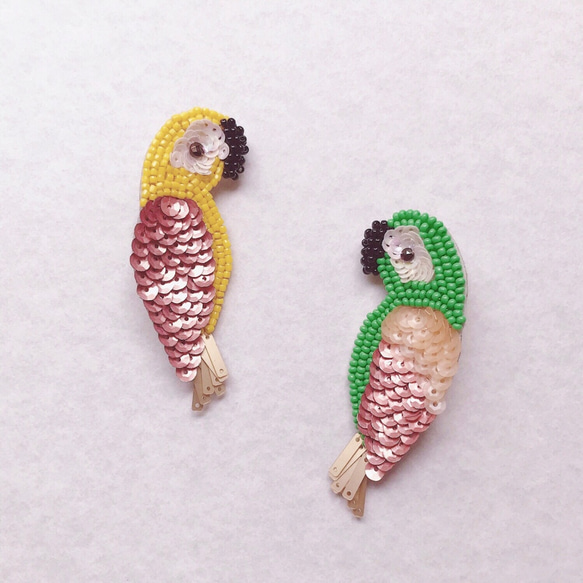 bird ビーズ刺繍ブローチ ② 3枚目の画像