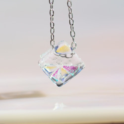 四月生日石玻璃“鑽石 [迷你]”鍊式項鍊 [小巧選擇] [棉線、925 銀選擇] &lt;&lt;免運費&gt;&gt; 第6張的照片