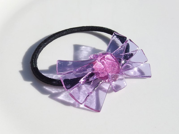 色が変わるガラスのリボン『りぼん【マジック】』ヘアゴム【ポニー