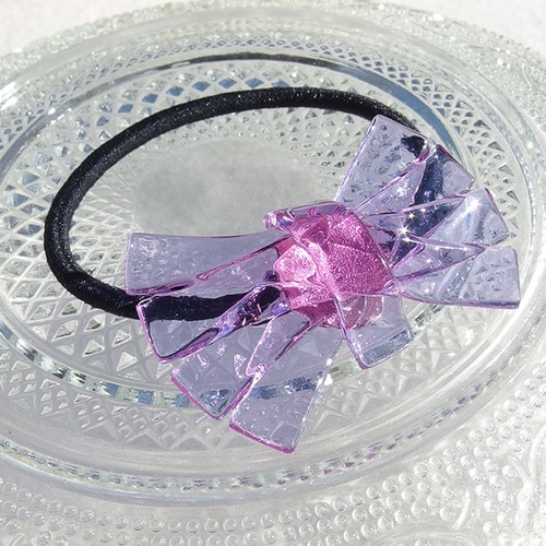 色が変わるガラスのリボン『りぼん【マジック】』ヘアゴム【ポニー