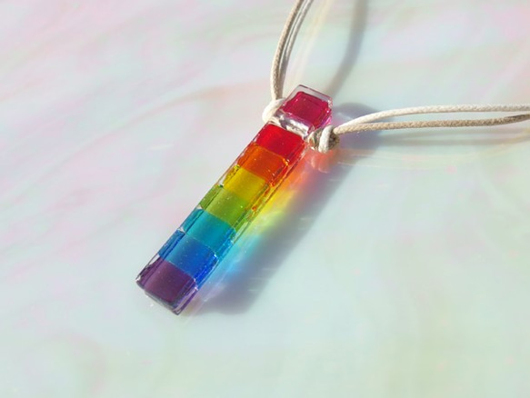 彩虹色玻璃「彩虹[8色]」項鍊[可透過選項進行各種變更][客製]≪免運費≫ 第1張的照片
