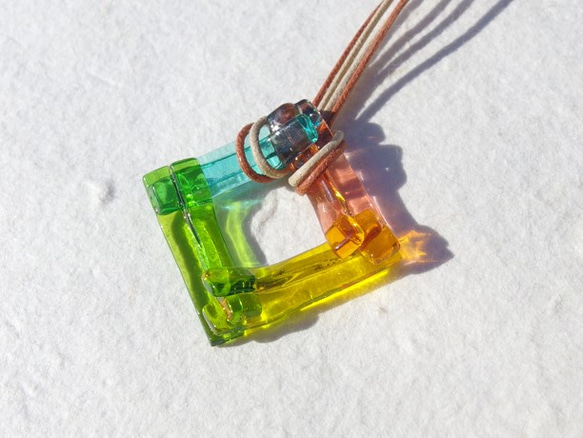 春天色夾層玻璃“Irogasane [Spring]”項鍊[可以選擇繩子的顏色和長度] [定做]≪免運費≫ 第3張的照片