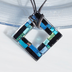 [特別]日式玻璃「Haikara[方形][靛藍]」項鍊[可以選擇繩子的顏色和長度][定制]≪免運費≫ 第8張的照片