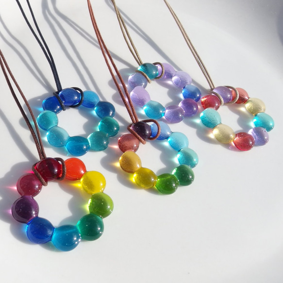 玻璃花環“大米[彩虹]”項鍊[字符串顏色和長度的選擇] [定做] 第9張的照片