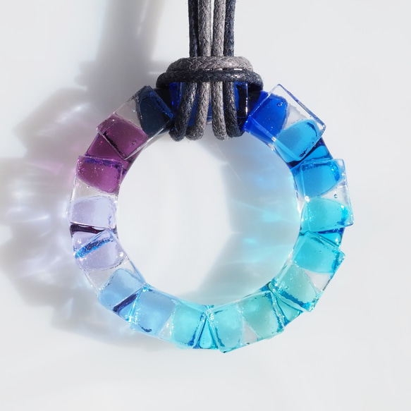 [特別] 玻璃戒指「戒指[冬日天空]」項鍊[您可以選擇繩子的顏色和長度] [定制] &lt;&lt;免運費&gt;&gt; 第5張的照片