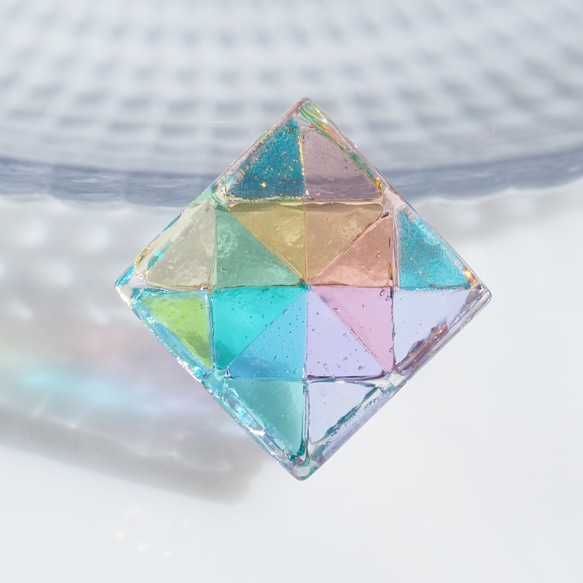 幸せガラス『しあわせ【三角】【幸】』お守り【ポーチ付属】【受注制作