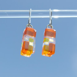 極光玻璃「極光[橘色]」耳環/耳環[可選擇金屬配件][客製]≪免運費≫ 第2張的照片