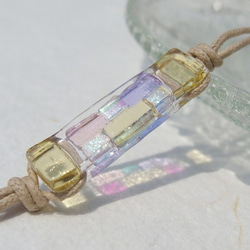 Aurora Glass「極光[米色]」手鍊/腳鍊[可以選擇繩子的顏色][可以選擇任何金屬長度]≪免運費≫ 第2張的照片