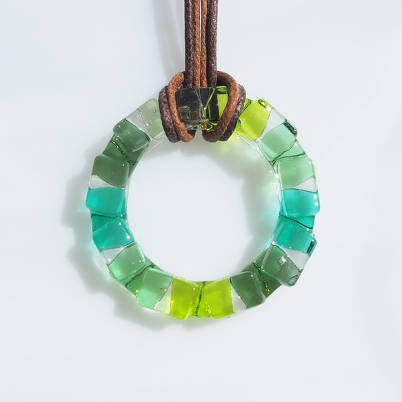 [特別]玻璃戒指「戒指[祖母綠]」項鍊[可以選擇繩子的顏色和長度][訂製]≪免運費≫ 第5張的照片
