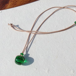 泡玉ガラス『あわだま【グリーン】』ネックレス【ミニ選べます】【受注制作】≪送料無料≫ 2枚目の画像