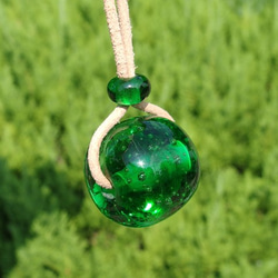 泡玉ガラス『あわだま【グリーン】』ネックレス【ミニ選べます】【受注制作】≪送料無料≫ 3枚目の画像