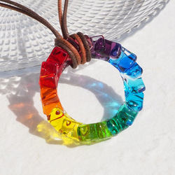 [特別]玻璃螺旋「螺旋[彩虹]」項鍊[可以選擇繩子的顏色和長度][定制]≪免運費≫ 第1張的照片