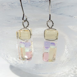 極光玻璃“極光[米色]”耳環/耳環[您可以選擇金屬零件] [定做]≪免運費≫ 第3張的照片