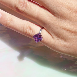 2月出生的石製玻璃“紫水晶”小指戒指[定做] 第5張的照片