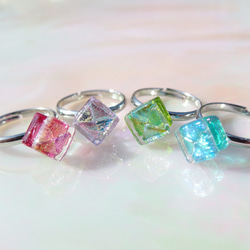四月誕生的石製玻璃“鑽石”小指戒指[定做] 第7張的照片