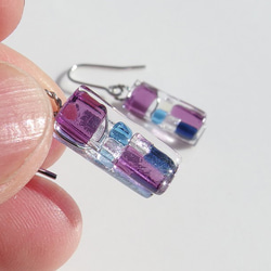 極光玻璃「極光[紫色]」耳環/耳環[可選擇金屬配件][客製]&lt;&lt;免運費&gt;&gt; 第2張的照片