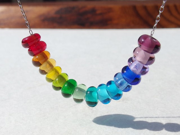 彩虹水滴玻璃「Nijiwa [所有顏色]」鏈項鍊 [棉繩，銀色 925 可用] [定制] ≪免運費≫ 第1張的照片