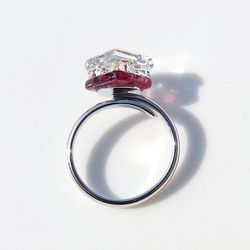7月誕生的石製玻璃“ Ruby”戒指（一種尺寸適合所有人）[定做] 第2張的照片