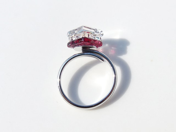 7月誕生的石製玻璃“ Ruby”戒指（一種尺寸適合所有人）[定做] 第2張的照片