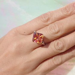 7月誕生的石製玻璃“ Ruby”戒指（一種尺寸適合所有人）[定做] 第5張的照片