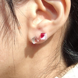 雪ガラス『ゆき【淡雪】』チタンピアス/イヤリング【金具選べます】【受注制作】≪送料無料≫ 3枚目の画像