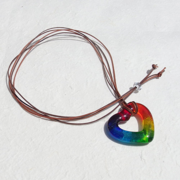環形玻璃「環形[心][彩虹]」項鍊[可以選擇顏色和繩子的長度][定制]≪免運費≫ 第2張的照片