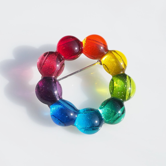 玻璃花圈『花圈【虹】』胸針【接單製作】 第4張的照片