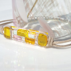 Aurora Glass「極光[黃色]」手鍊/腳鍊[可以選擇繩子的顏色][可以選擇任何金屬長度]≪免運費≫ 第2張的照片